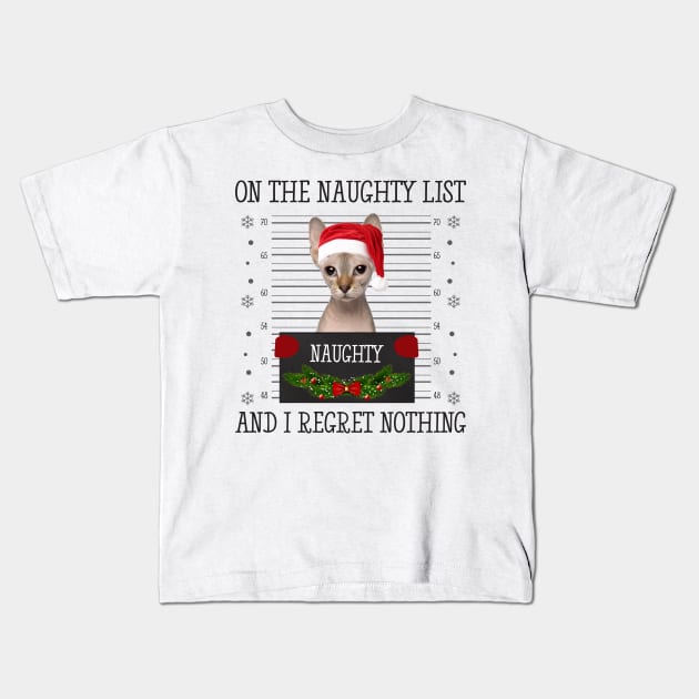 On The Naughty List, And I Regret Nothing Kids T-Shirt by CoolTees